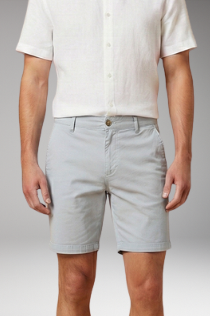 Men's Casual Shorts with Elastic Waistband and Button Fastening