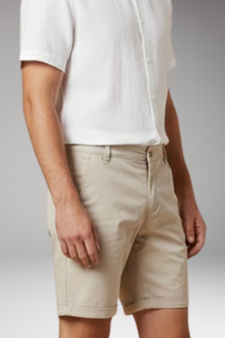 Men's Casual Shorts with Elastic Waistband and Button Fastening