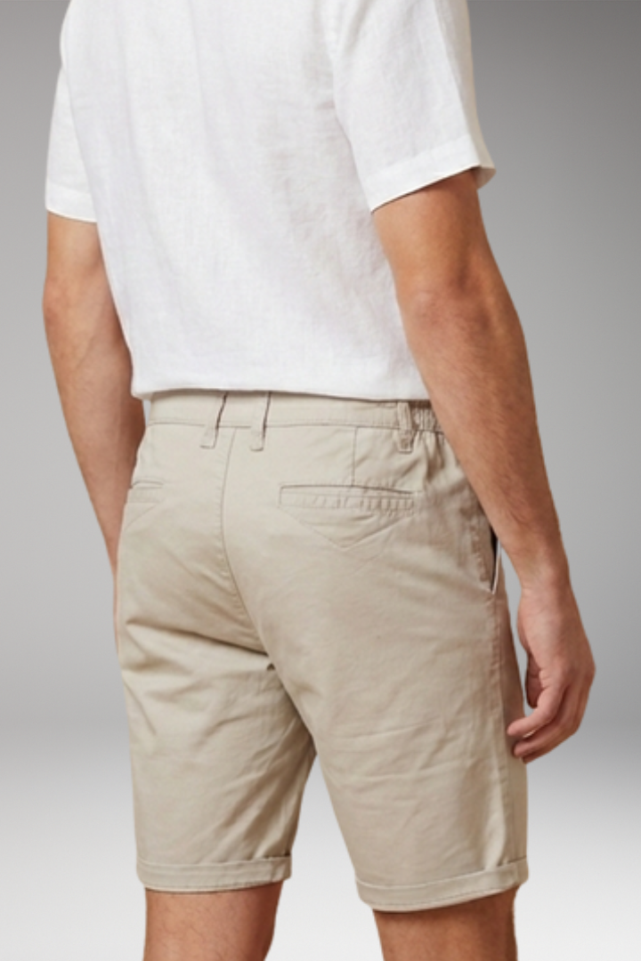 Men's Casual Shorts with Elastic Waistband and Button Fastening