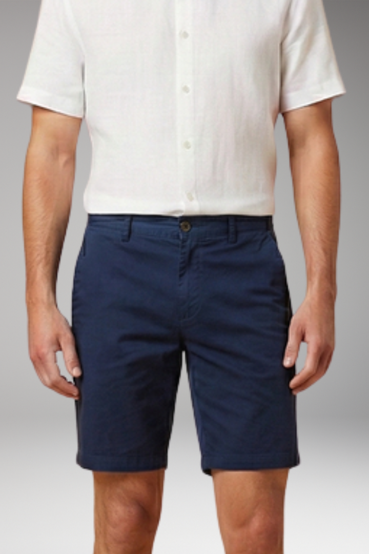 Men's Casual Shorts with Elastic Waistband and Button Fastening