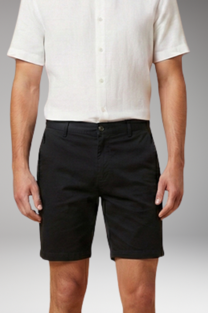 Men's Casual Shorts with Elastic Waistband and Button Fastening