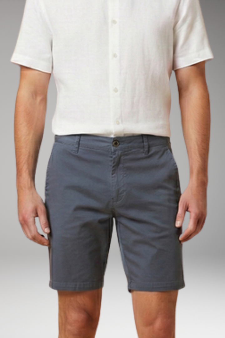 Men's Casual Shorts with Elastic Waistband and Button Fastening