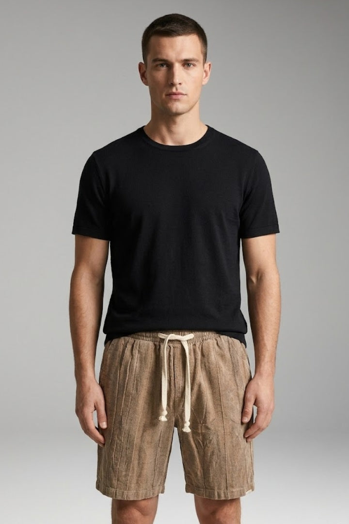 Men's Casual Shorts with Elastic Waistband and Drawstring