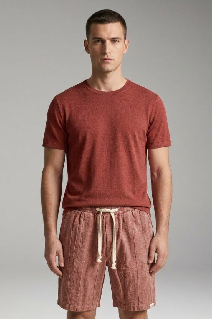 Men's Casual Shorts with Elastic Waistband and Drawstring
