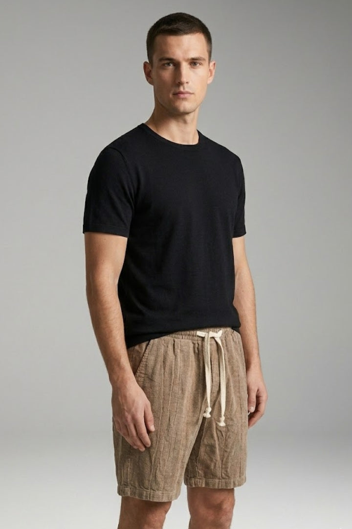 Men's Casual Shorts with Elastic Waistband and Drawstring