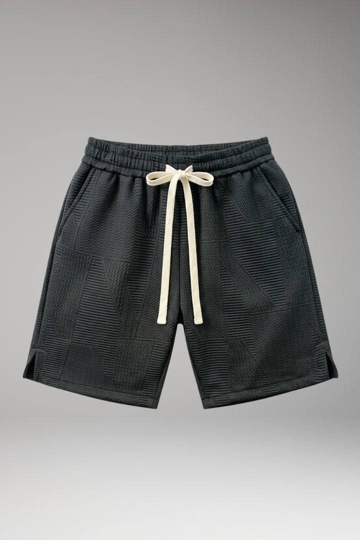 Men's Casual Shorts with Elastic Waistband and Geometric Pattern