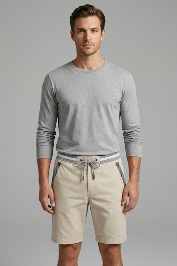 Men's Casual Shorts with Elastic Waistband and Side Pockets
