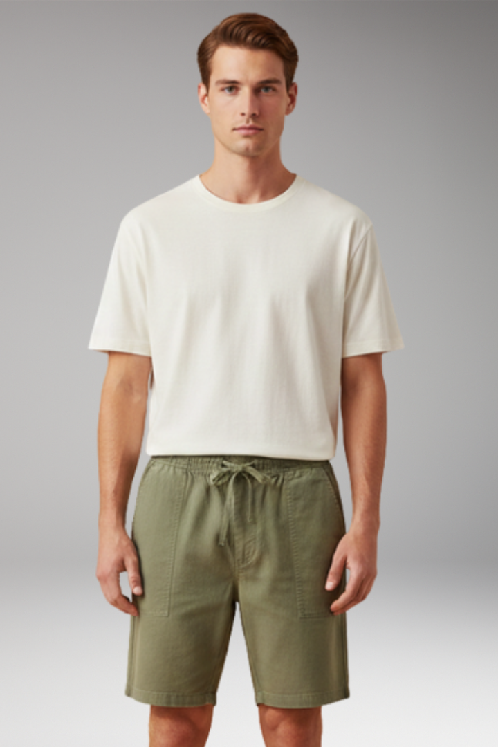 Men's Casual Shorts with Elastic Waistband and Side Pockets