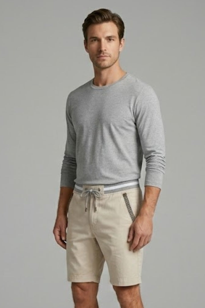 Men's Casual Shorts with Elastic Waistband and Side Pockets