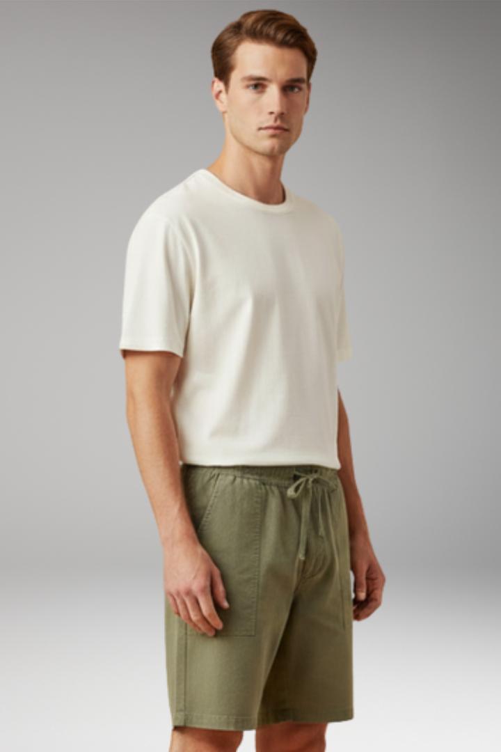 Men's Casual Shorts with Elastic Waistband and Side Pockets