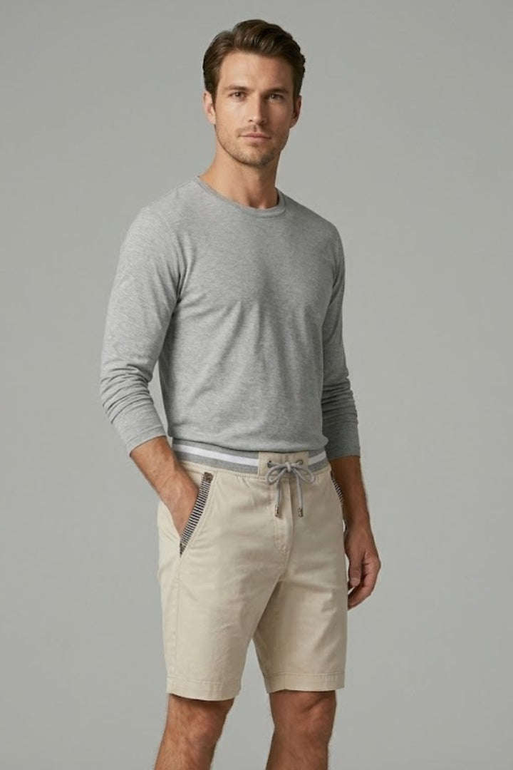 Men's Casual Shorts with Elastic Waistband and Side Pockets