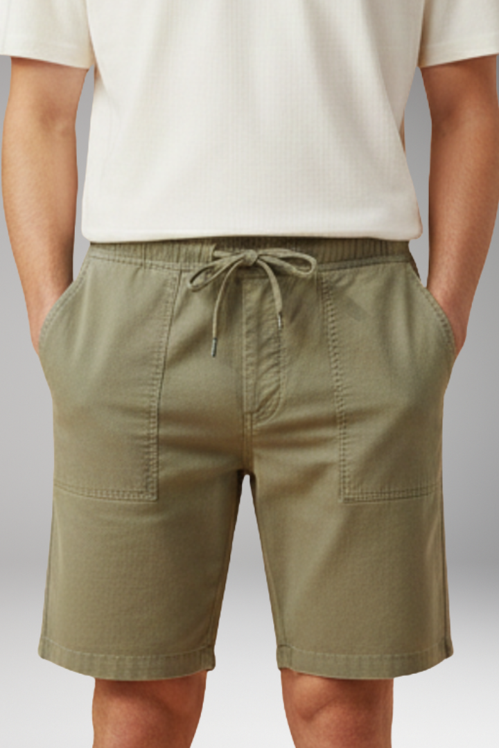 Men's Casual Shorts with Elastic Waistband and Side Pockets