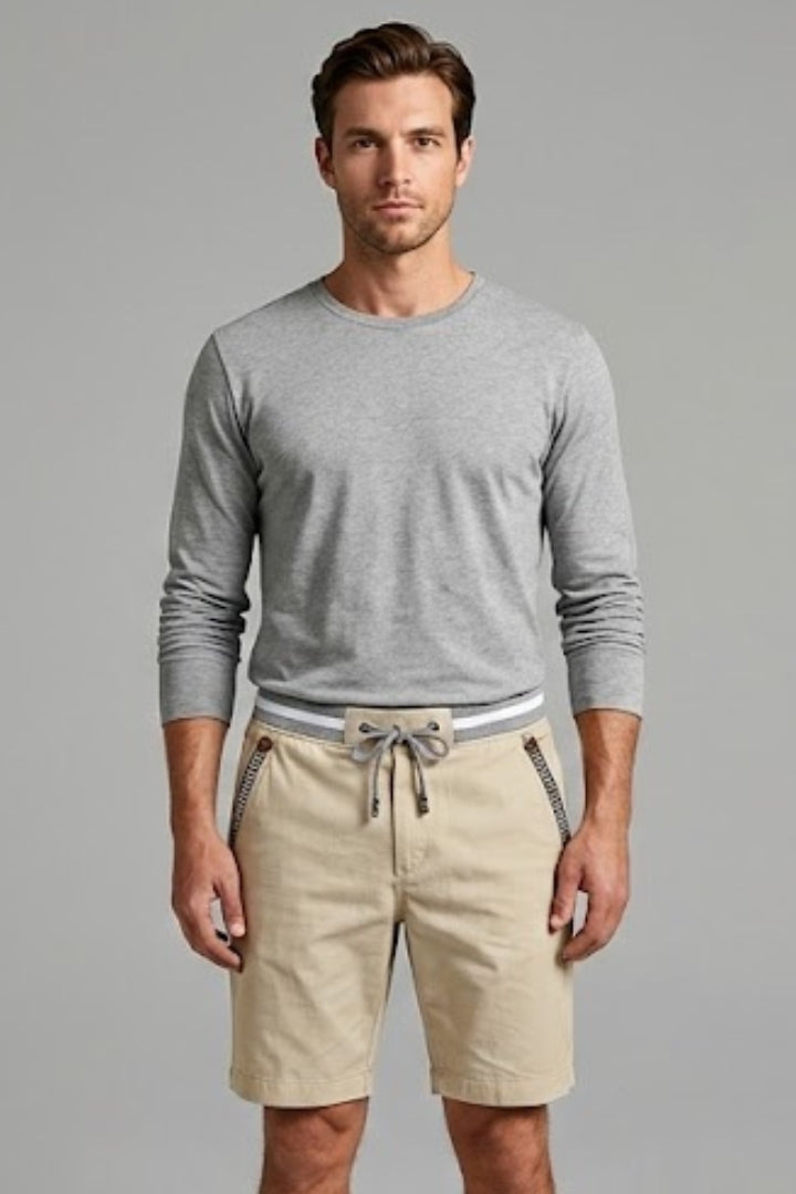 Men's Casual Shorts with Elastic Waistband and Side Pockets