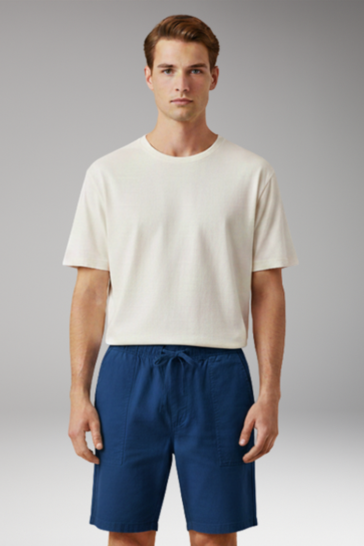 Men's Casual Shorts with Elastic Waistband and Side Pockets