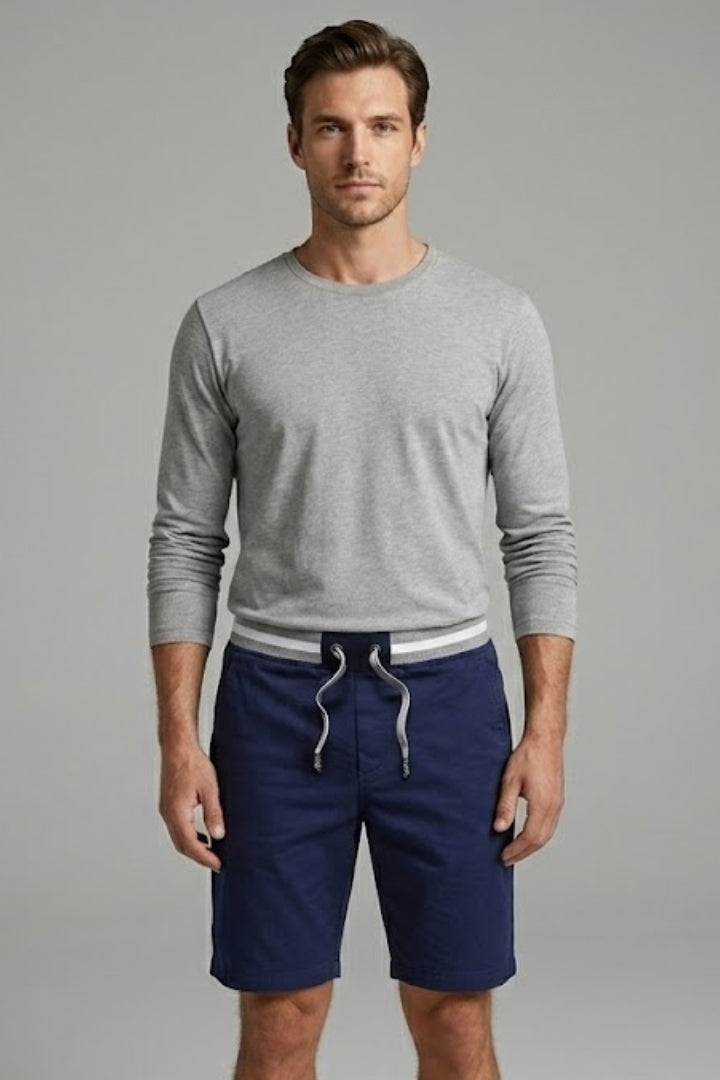 Men's Casual Shorts with Elastic Waistband and Side Pockets