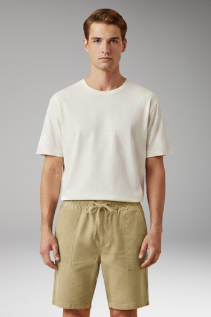 Men's Casual Shorts with Elastic Waistband and Side Pockets