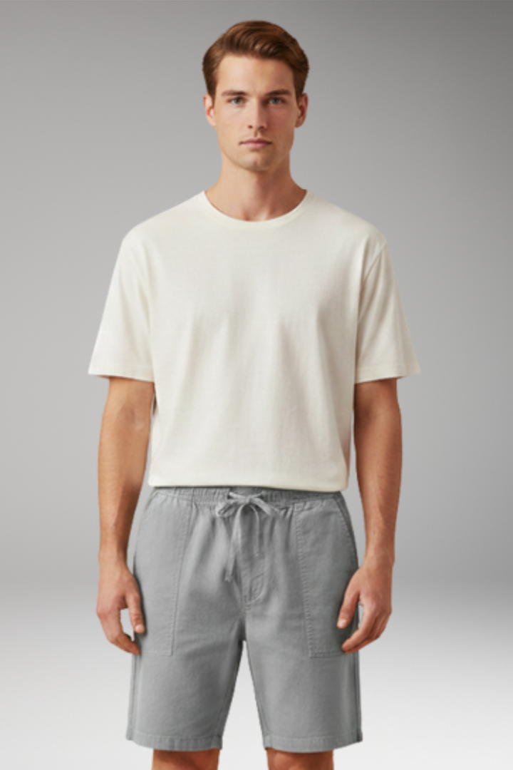 Men's Casual Shorts with Elastic Waistband and Side Pockets