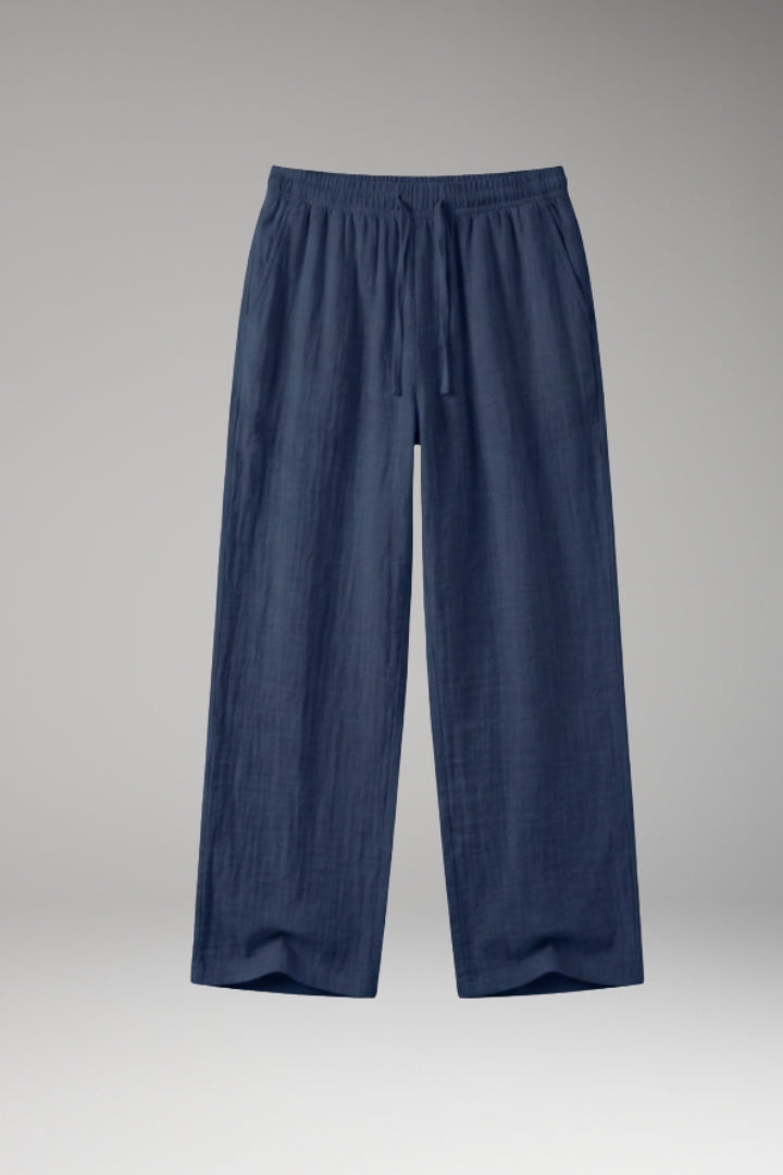 Men’s Casual Trousers with Drawstring Waistband and Wide Leg