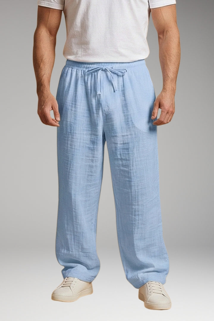 Men’s Casual Trousers with Drawstring Waistband and Wide Leg