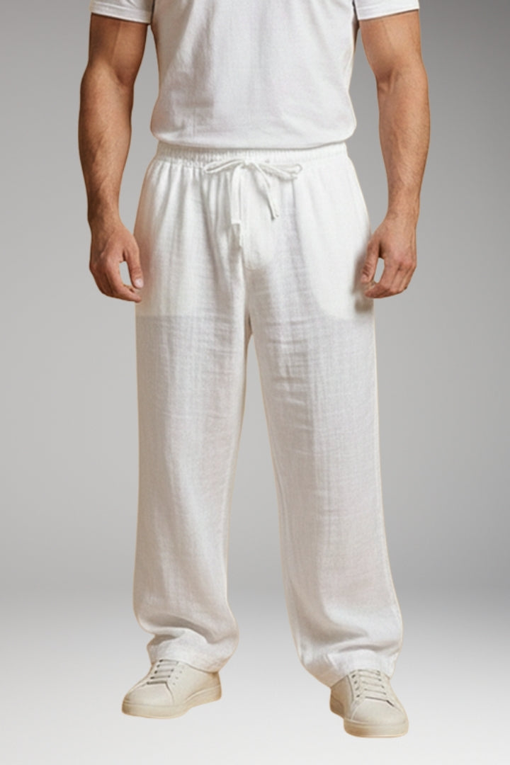 Men’s Casual Trousers with Drawstring Waistband and Wide Leg