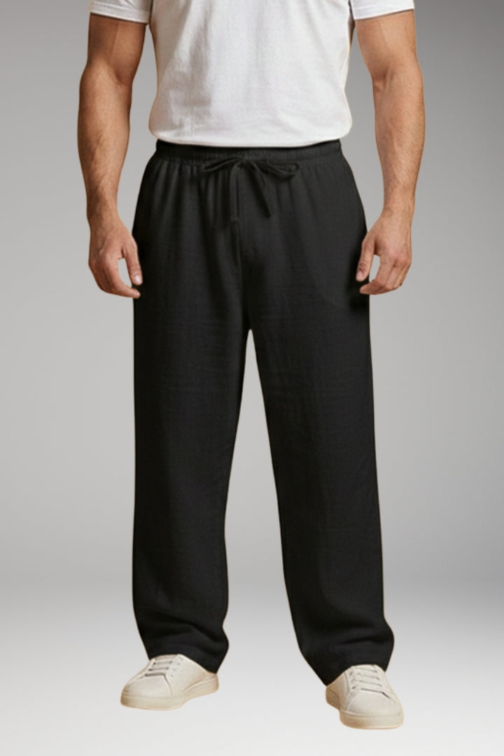 Men’s Casual Trousers with Drawstring Waistband and Wide Leg