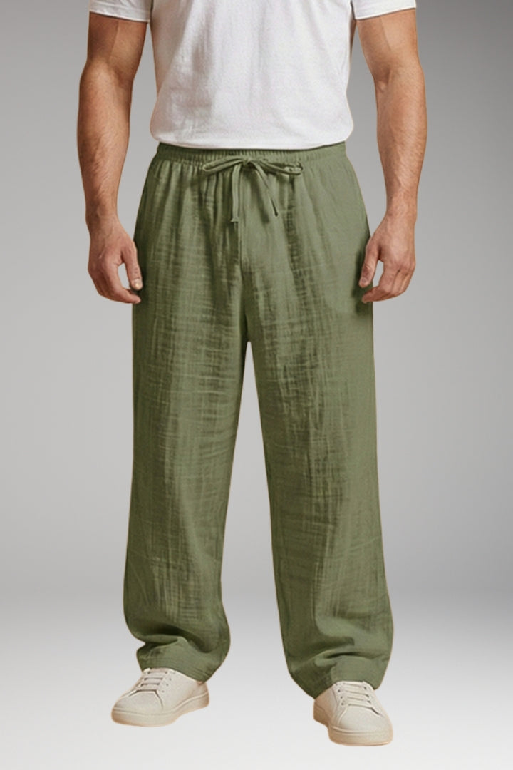 Men’s Casual Trousers with Drawstring Waistband and Wide Leg