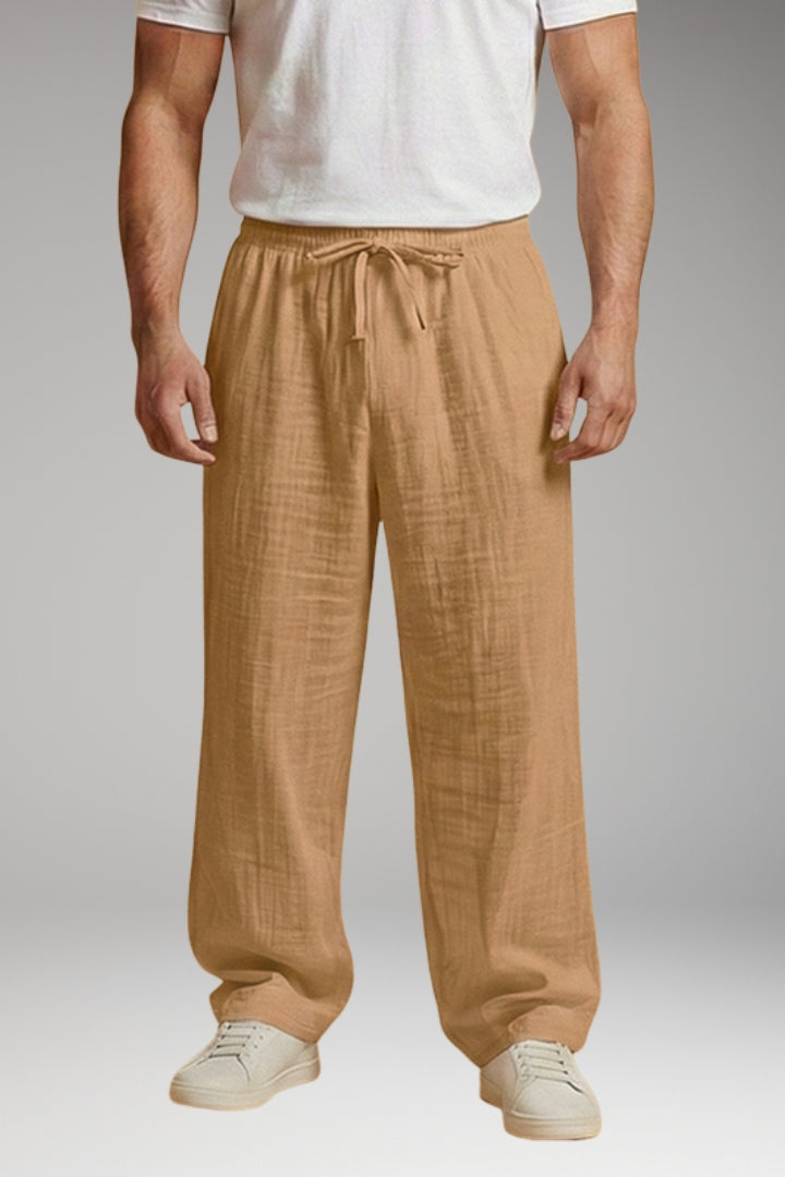 Men’s Casual Trousers with Drawstring Waistband and Wide Leg