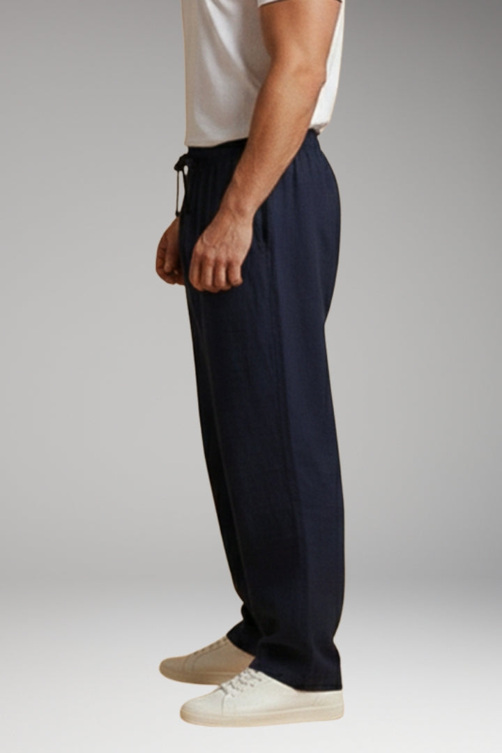Men’s Casual Trousers with Drawstring Waistband and Wide Leg