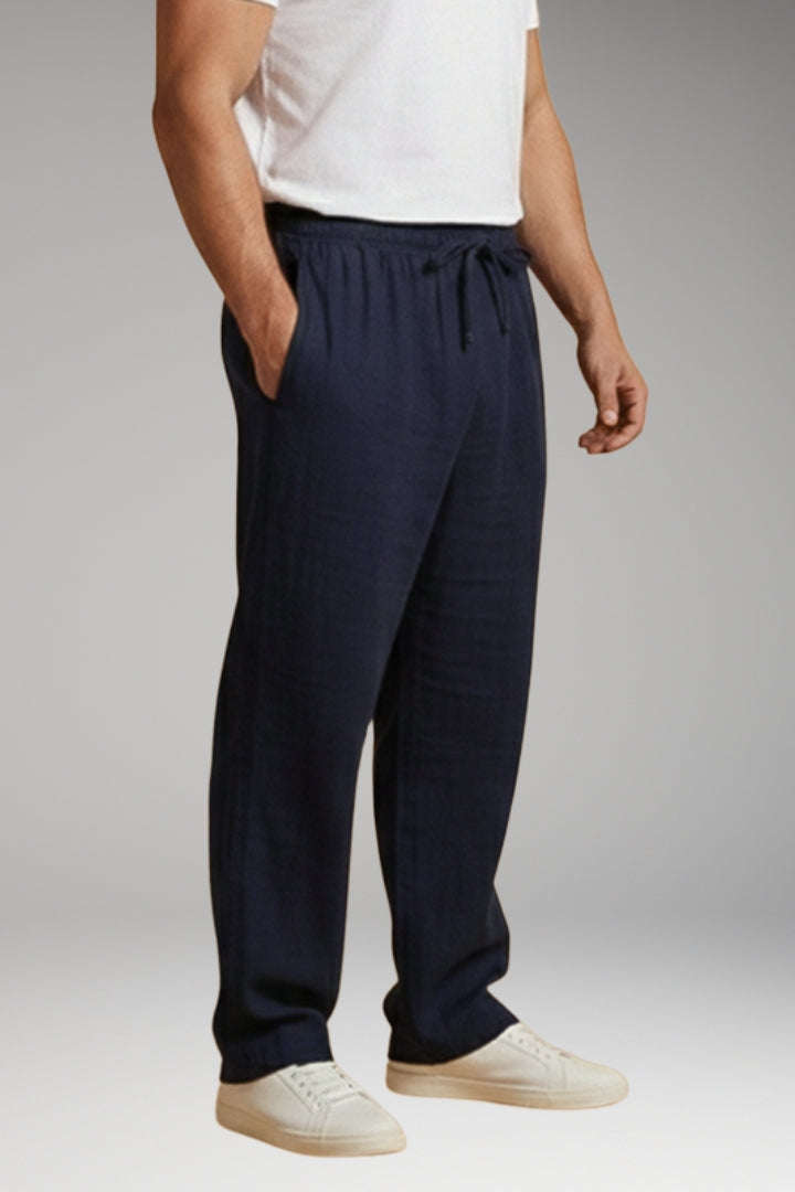 Men’s Casual Trousers with Drawstring Waistband and Wide Leg
