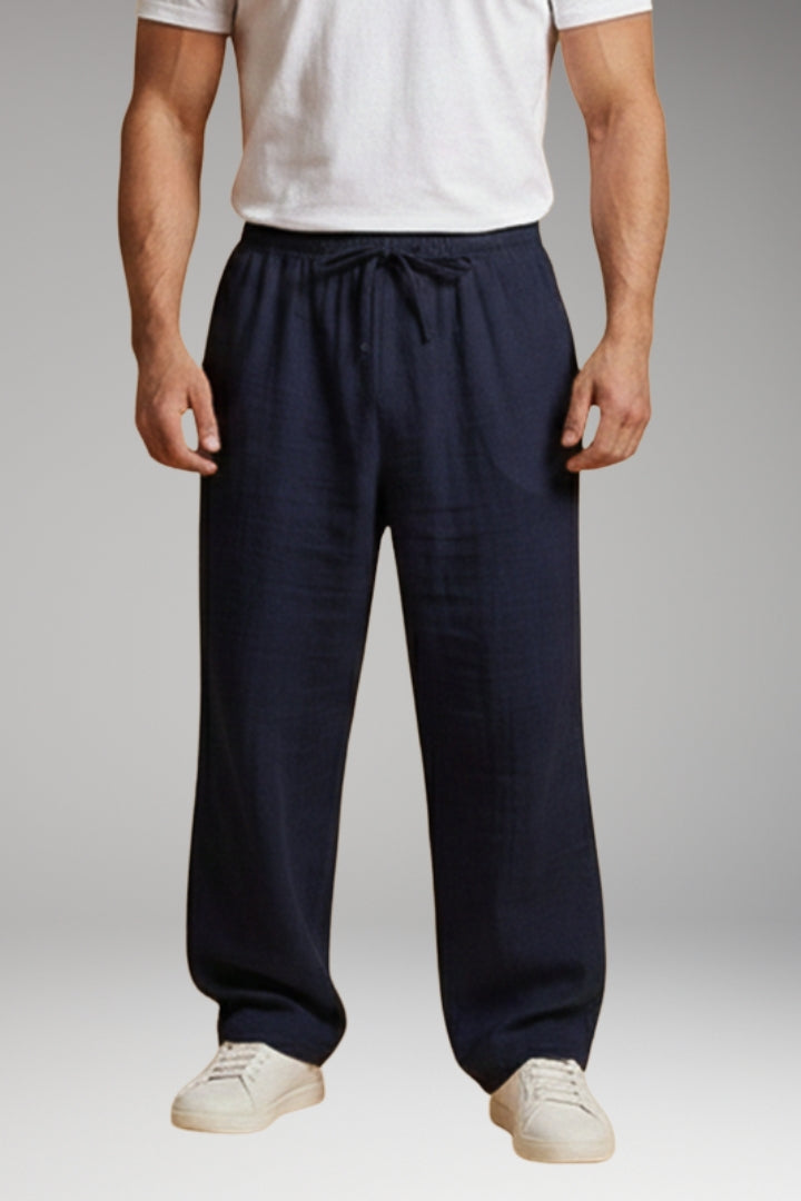 Men’s Casual Trousers with Drawstring Waistband and Wide Leg