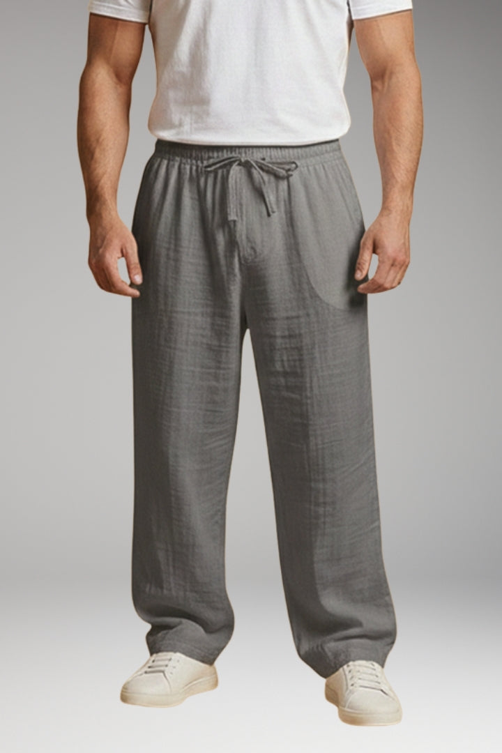 Men’s Casual Trousers with Drawstring Waistband and Wide Leg