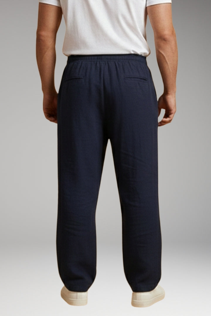 Men’s Casual Trousers with Drawstring Waistband and Wide Leg