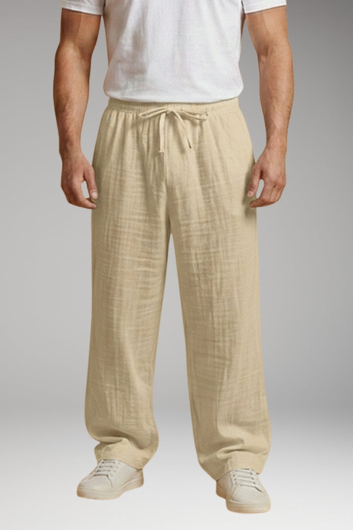 Men’s Casual Trousers with Drawstring Waistband and Wide Leg