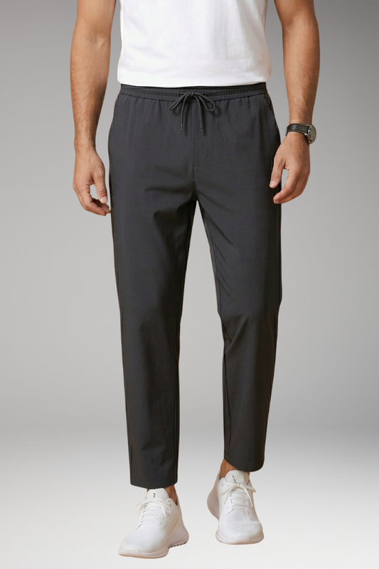 Men's Casual Trousers with Elastic Waistband and Tailored Fit