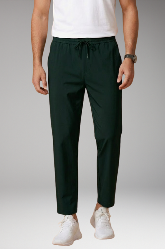 Men's Casual Trousers with Elastic Waistband and Tailored Fit