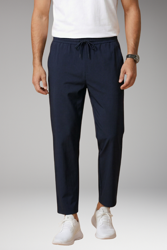 Men's Casual Trousers with Elastic Waistband and Tailored Fit