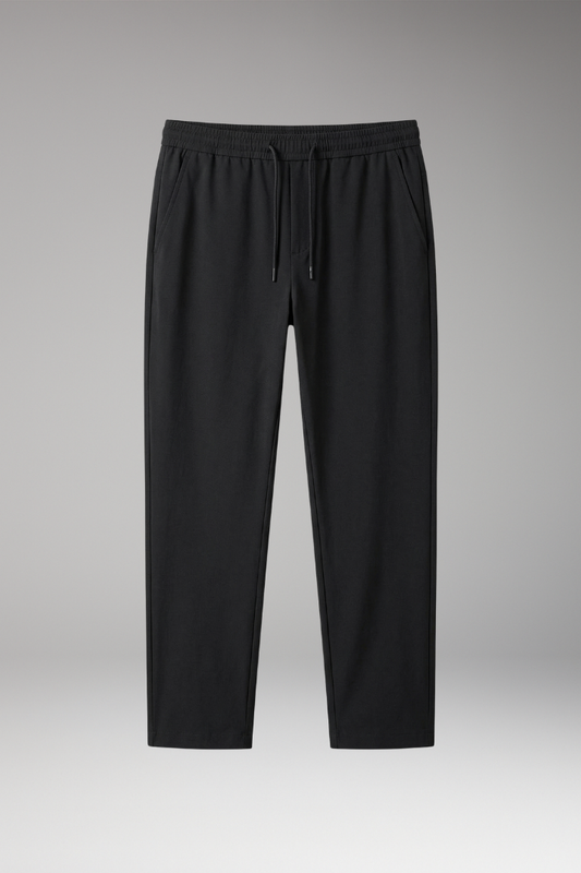 Men's Casual Trousers with Elastic Waistband and Tailored Fit