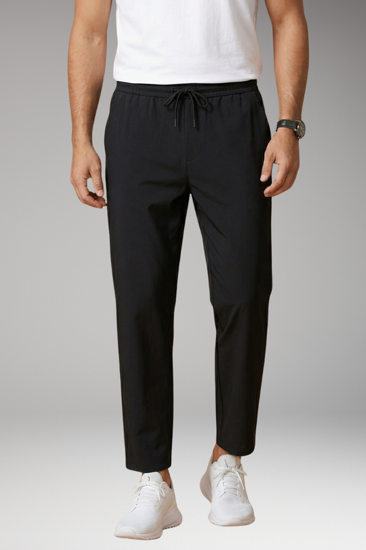 Men's Casual Trousers with Elastic Waistband and Tailored Fit
