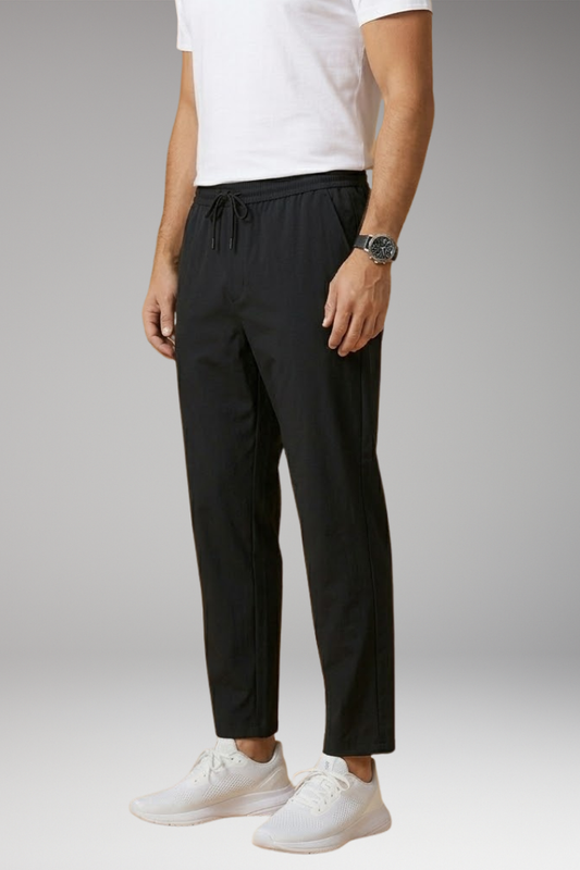 Men's Casual Trousers with Elastic Waistband and Tailored Fit