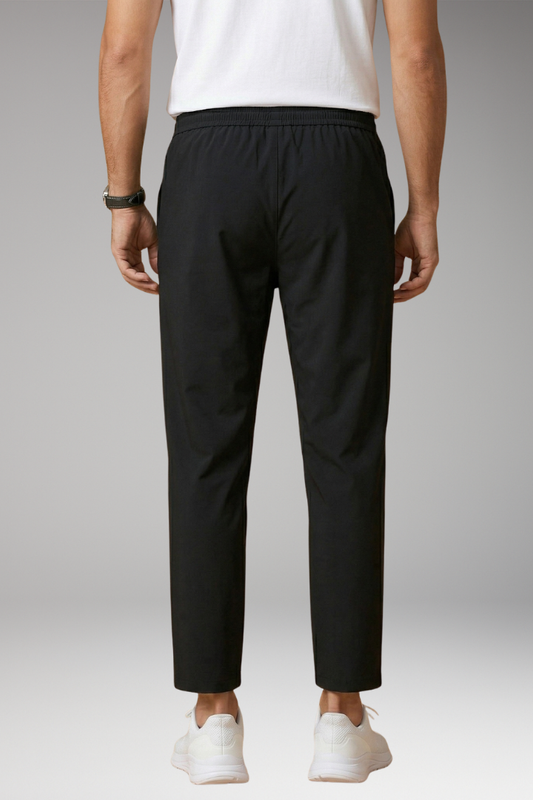 Men's Casual Trousers with Elastic Waistband and Tailored Fit