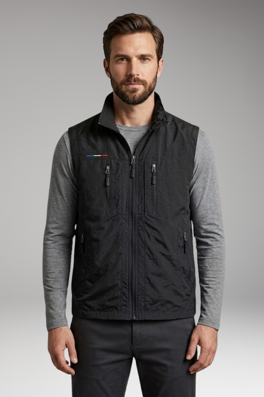 Men's Casual Waistcoat with Zipped Pockets and Sleeveless Design