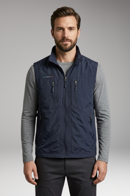 Men's Casual Waistcoat with Zipped Pockets and Sleeveless Design