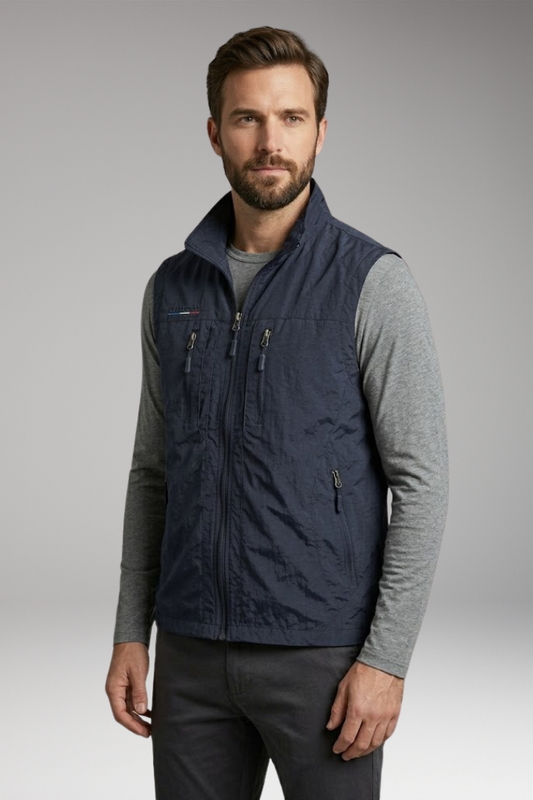 Men's Casual Waistcoat with Zipped Pockets and Sleeveless Design