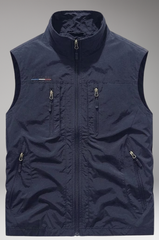 Men's Casual Waistcoat with Zipped Pockets and Sleeveless Design