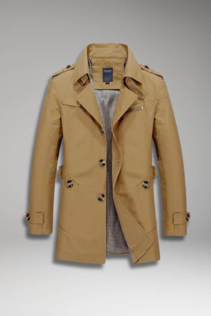 Men’s Coat with Button Closure and Lined Interior