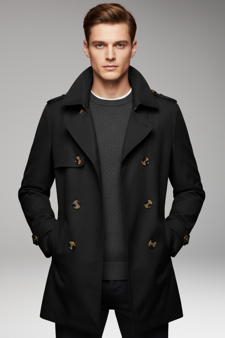 Men’s Coat with Button Closure and Lined Interior