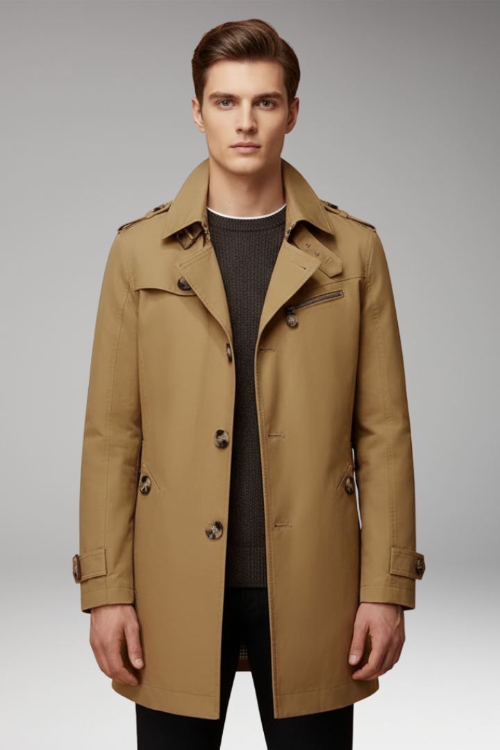 Men’s Coat with Button Closure and Lined Interior