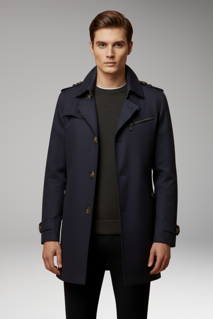 Men’s Coat with Button Closure and Lined Interior