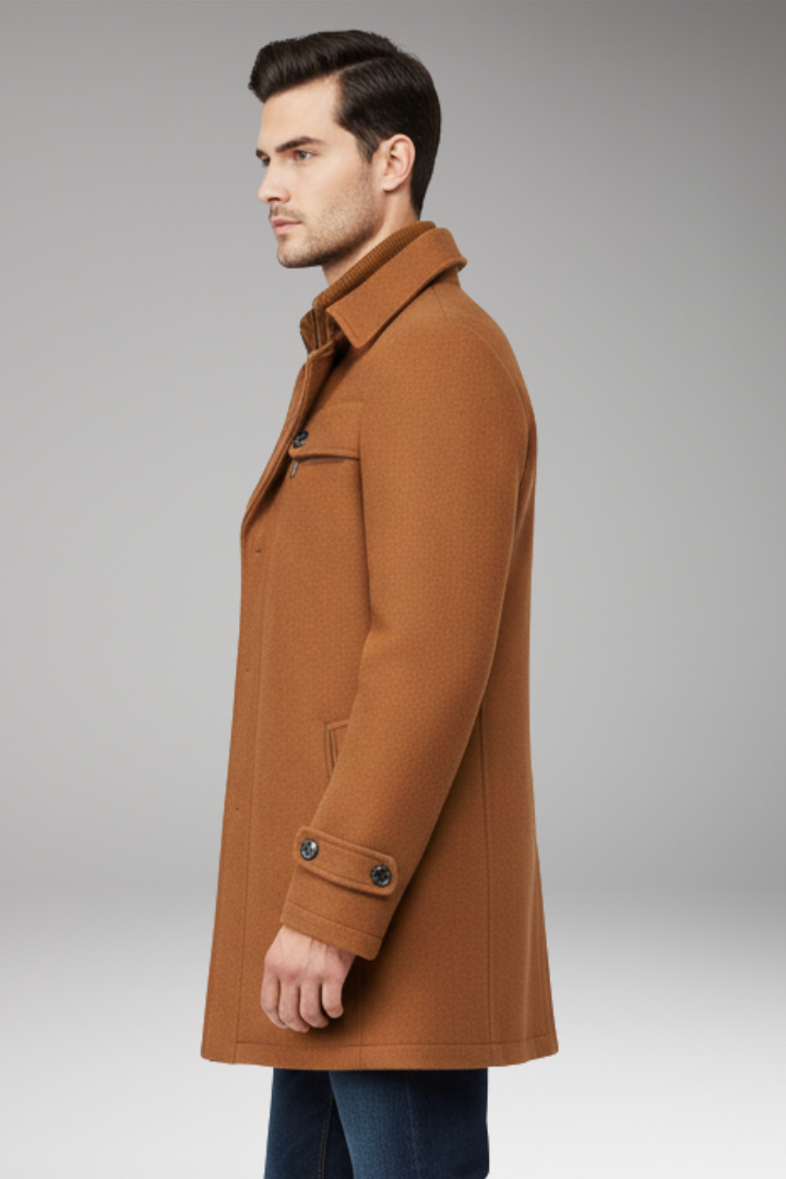 Men’s Coat with Button Closure and Side Pockets