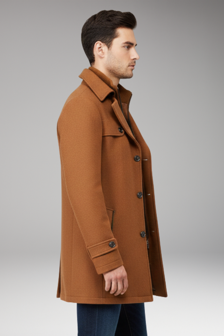 Men’s Coat with Button Closure and Side Pockets